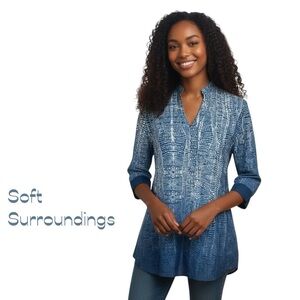 Soft Surroundings Blue White Tunic Size XS